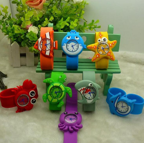 Slap Snap Silicone Candy color Wrist Watch Cartoon Cute 3D Marine Animal Pattern Boy Girl Kids Watches Toys