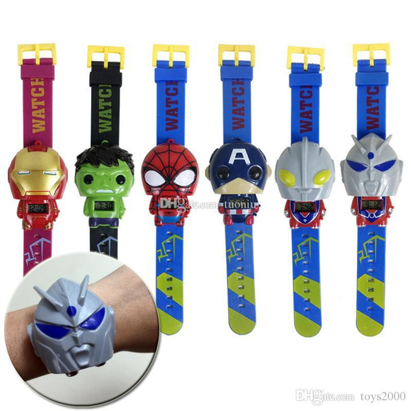 Kids Avengers deformation watches 2019 New Children Superhero cartoon movie Captain America Iron Man Spiderman Hulk Watch toys 11