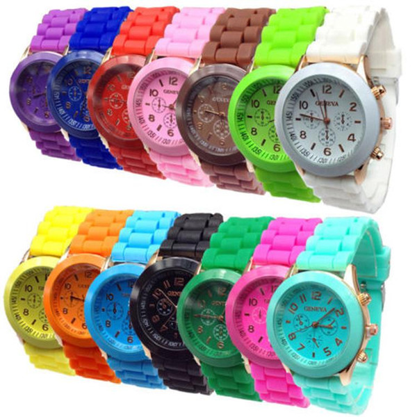 New luxury shadow style Geneva watch rubber silicone Candy jelly men women Unisex watches Quartz Wrist Watches Valentine's Day couple gifts