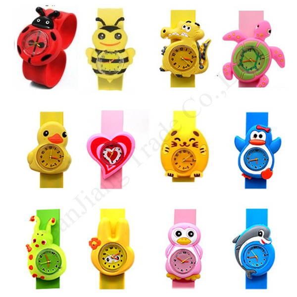 Kids 3D Cartoon Clap Watch Child Unicorn Crocodile Slap Watches Student Gift Wristwatches Silicone Wristband Bracelet Sports Watch E1803