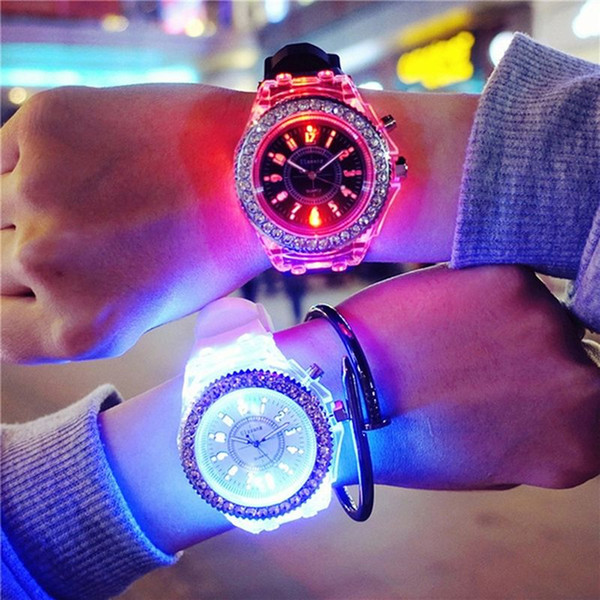 Colorful LED Luminous Kids Watch Soft Silicone Digital Wristwatches Clock For Men Women Children