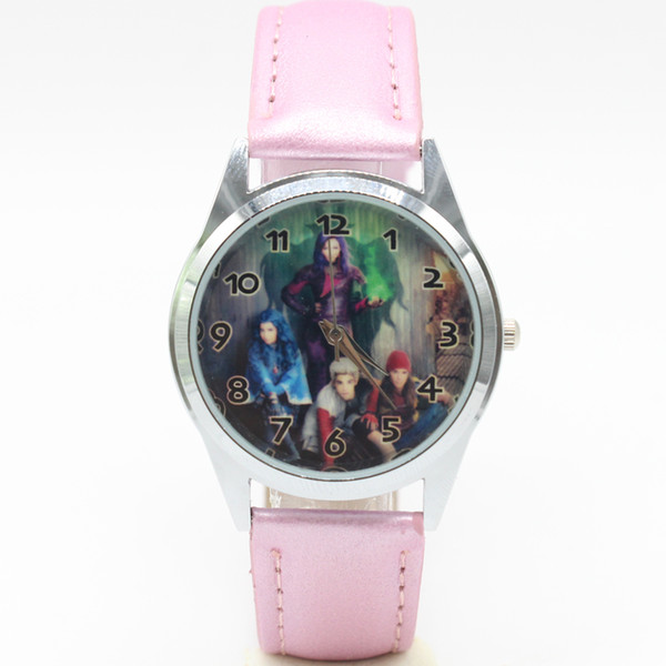 Free Shipping 2018 Descendants Wrist Quartz Fashion Child Girl black Leather Band Watch