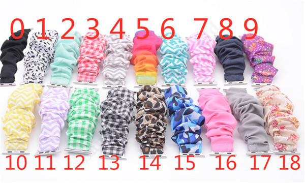 38mm 42mm Apple Watch Scrunchie Bands Scrunchies Watchband Bracelets Glitter Fabric Floral Wrist Watch Straps 34 Color A110501