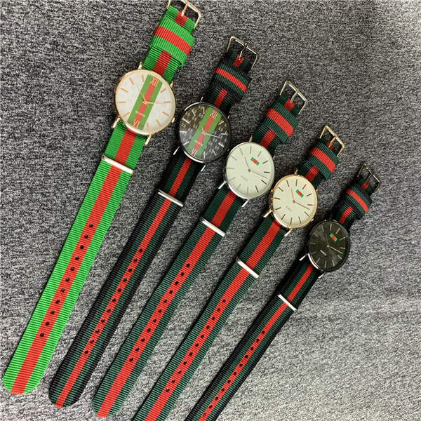 Luxury Women Men Nylon Strap Quartz Watches Color Match Striped Belt Wristwatches Casual Fashion Sport Watch Decorations Accessory B82703