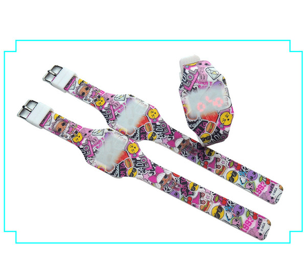 Colorful Printing cartoon doll watch fashion girl Electronics LED with light time wrist watches children kids Jewelry Christmas gift zx0021