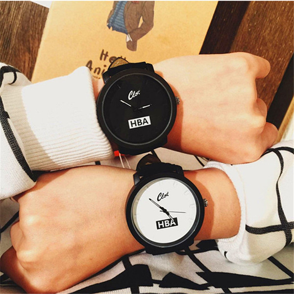 Fashion HBA Unisex Watches Leather Strap Men Quartz Women Dress Watch Sports Fashion Simple High Quality Relojes 2 Colors Geneva Wristwatch