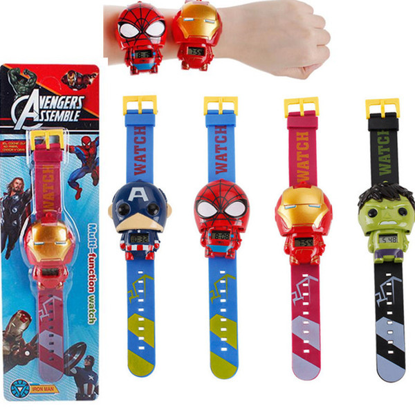 2019 New Kids Avengers deformation watches 2019 Children Superhero cartoon movie Captain America Iron Man Spiderman Hulk Watch toys 30pcs