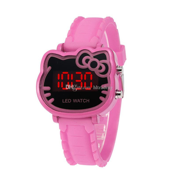 Fashion cute bowknot cat kids girls silicone candy colors kitty watches wholesale children students sport digital led watches 9 colors C5832