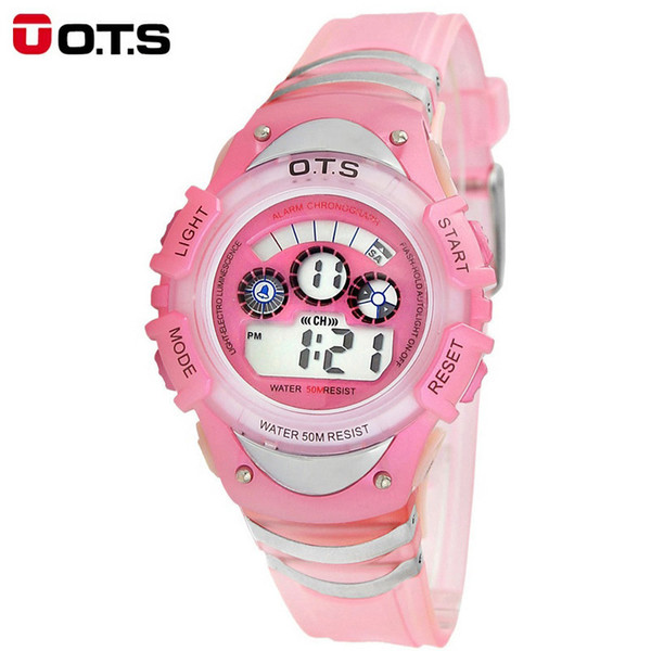 O.T.S Children's Cute Kids Watches Sports Cartoon LED Digital Waterproof Watch for Girls Boys Black Light Alarm Student Wristwatches