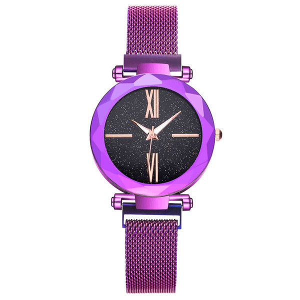 Women's welfare 2019 ladies 6 color Starry Sky diamond fashion roma dial watch lazy quartz watch magnet strap magnet watch z313