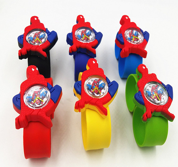 2019Silicone Coloful Candy Cartoon Slap watches 3D Kid Watch Spiderman Batman kids children Rabbit cartoon Snap slap watches