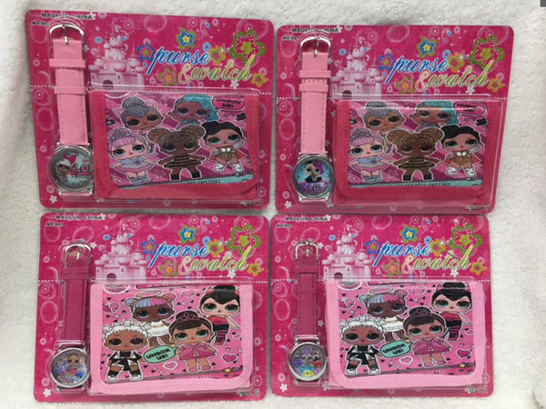 Wholesale Lot LOL Surprise Children's Kids Boys Girls Watch Purse Wallet Set Gift Free shipping T001