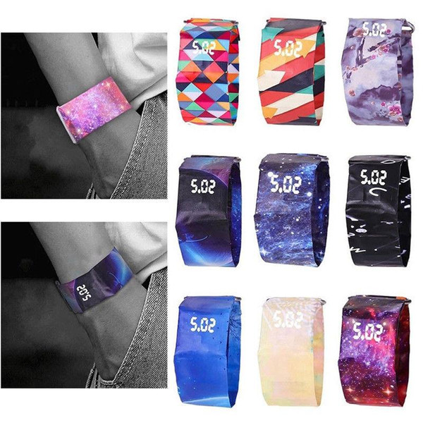 Creative Paper Watch 36styles LED Waterproof print Paper Strap Digital Magic Wrist Watche colorsful newspaper watches AAA1671