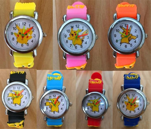 3D Cartoon Pikachu Watch Boys Girls Soft Silicone Quartz Watches Students Cartoon Anime Digimon Watch Wristwatches For Kids gifts hot