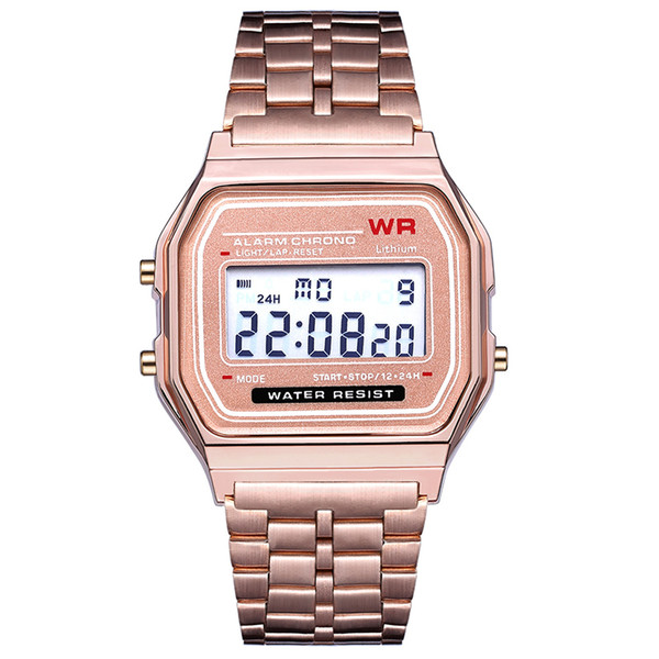 Rose gold LED Digital watch F-91W Watches F91 Fashion -thin LED Change Watches WR Sport Watch for Kids adult