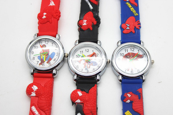 hot Spider man wrist watches 3D Cartoon Children Kids Boys Students Quartz Wrist Watches kids smart cartoon watches