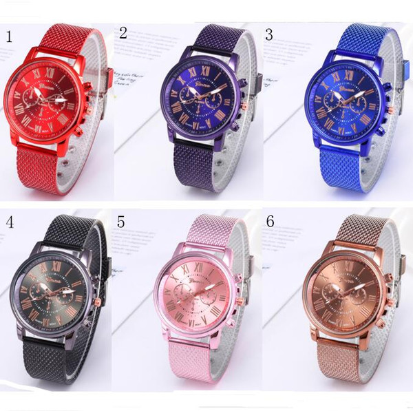 Women Men Brand GENEVA watch Plastic Mesh Belt Quartz Waist watches Fashion Dual Colors Rubber Strape Watch for Casual Sports Business Style