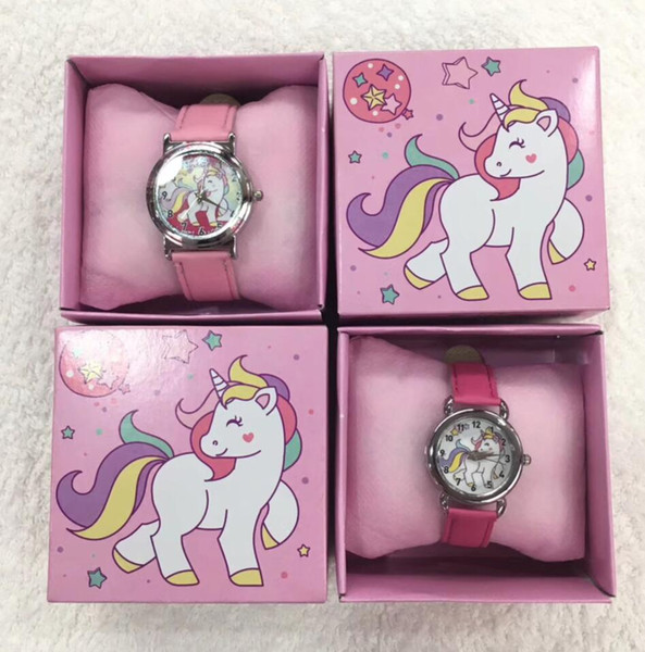 Wholesale Lot unicorn Children Wristwatch Kids Cartoon Watches With Boxes Gifts W0013