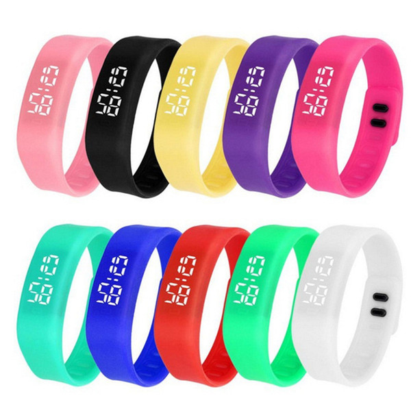 Led Digital Display Touch Screen Watch Unisex Sports Rectangle Candy Rubber Belt Silicone Bracelets Wrist Watches Wristwatch 15 colors new