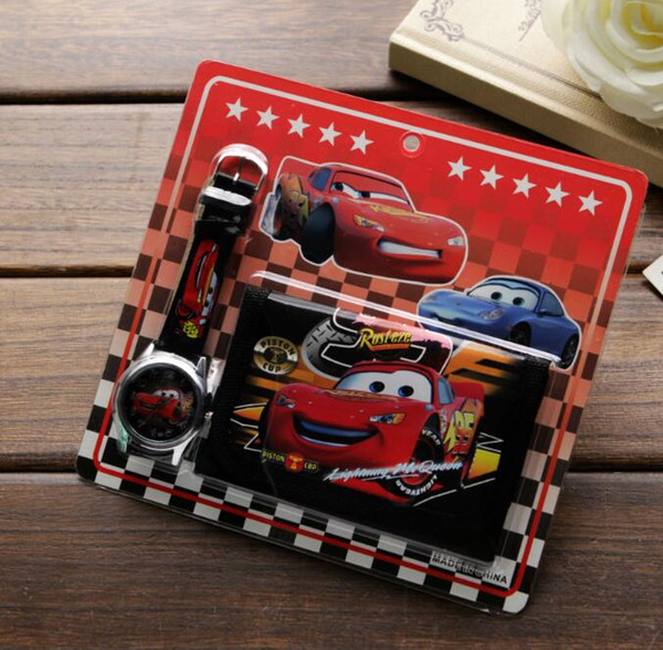 Wholesale Lot Car Children's Kids Boys Girls Watch Purse Wallet Set Gift Free shipping T004