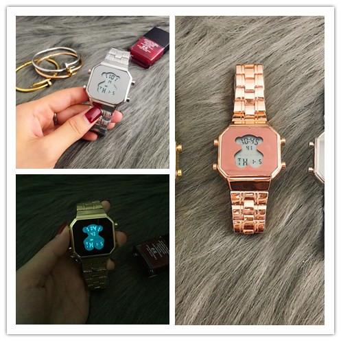 wholesale 3color Adult bear fashion watch children bear cartoon square LED watch luminous women electronic watch