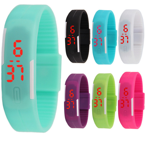 Led Digital Display Touch Screen Watch Unisex Sports Rectangle Candy Rubber Belt Silicone Bracelets Wrist Watches Wristwatch 15 colors