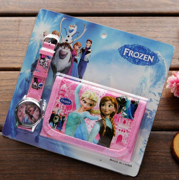 Wholesale Lot Frozen Children's Kids Boys Girls Watch Purse Wallet Set Gift Free shipping T017