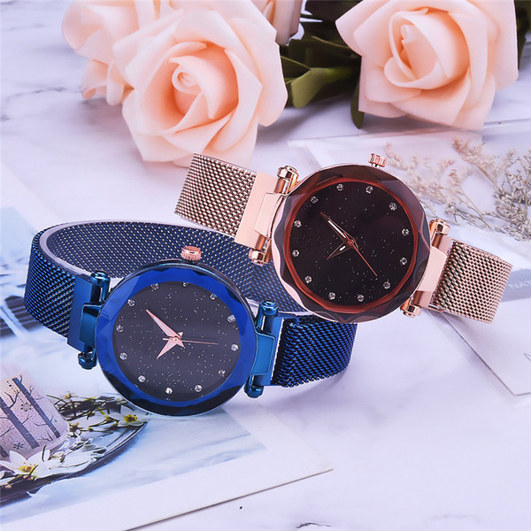 2019 ladies 6 Color Lady Diamond Wrist Watch Women Starry Sky Fashion Quartz Watches Female Stainless Steel Wristwatches 30pcs