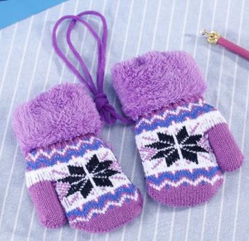 gChild's winter cotton warm gloves baby snow muffon with a pair of knitted mittens