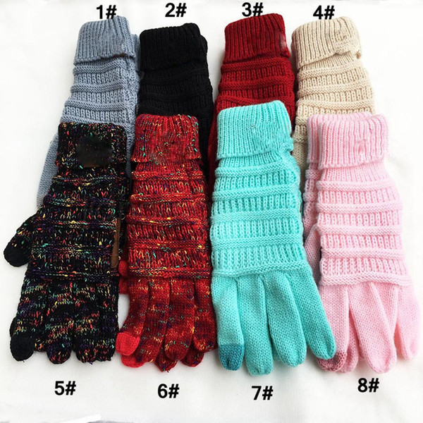 8 colors winter warm new hot Europe and the United States adult wool knitting full finger gloves touch screen gloves