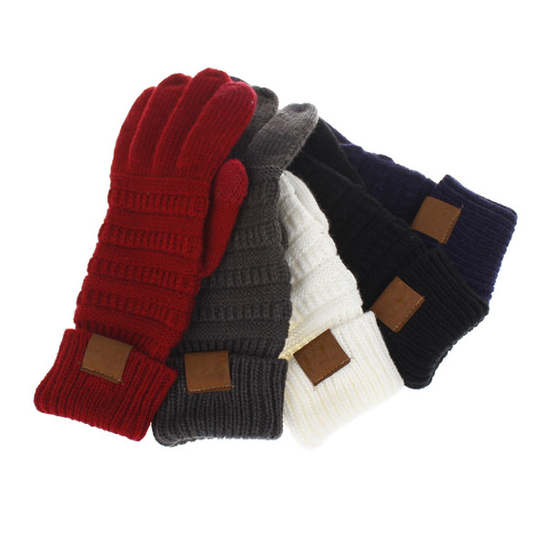 2019 Keep hands warm to use phone CC Touch Screen Gloves 8 Colors Winter Knitted Warm Full Finger Mittens Party Supplies
