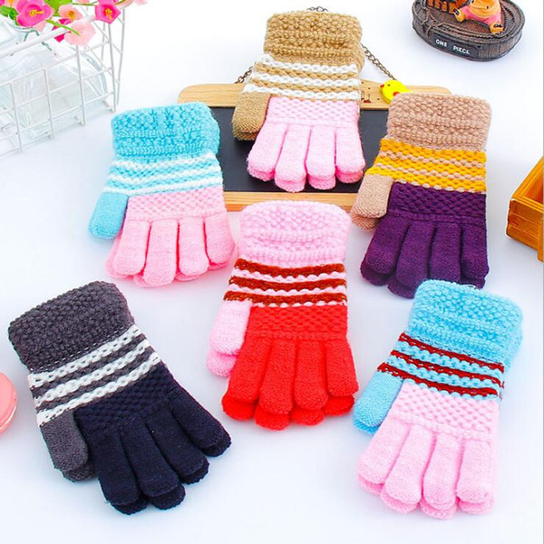 Winter Baby Gloves Children Knitted Stretch Warm Mittens Kids Girls Gloves Full Finger Glove Knitted Boys Gloves Christmas Gift