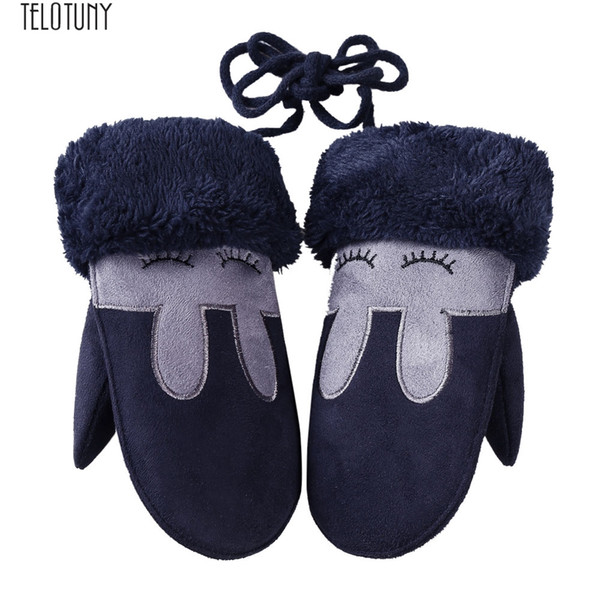 TELOTUNY Plush and velvet warm gloves for autumn and winter winter Children's gloves Full Finger warm child mittens Z0829