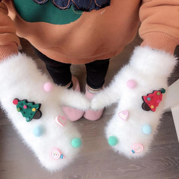 Baby Winter Gloves Kids Mittens Cartoon Christmas Tree Warm Kids Gloves Children\'s Full Finger Mitten Kid Gift