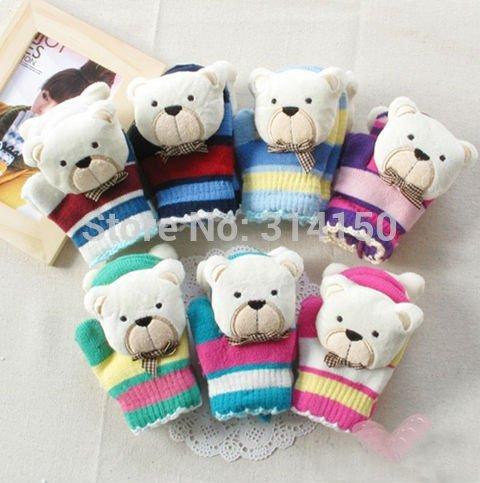 New Christmas gift kid Mittens accessories kids lovely Cartoon animals gloves design warm Knitting gloves 1pairs