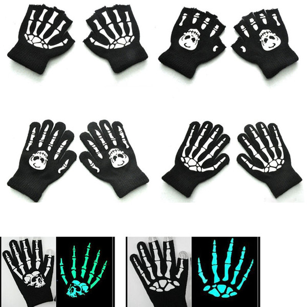 Winter Warm baby gloves Luminous Skull kids gloves Halloween baby mittens kids winter gloves children for Girl Boy