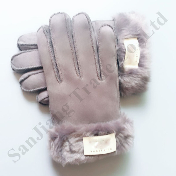 Designer- Australia UG Women Winter Gloves Designer U&G Warm Fur Fleece Glove Outdoor Sports Ski Thicken Windproof Finger Gloves Girls