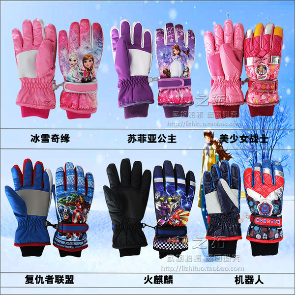 Children's ski gloves in winter to keep warm gloves children warm outdoor non-slip waterproof gloves more students five fingers