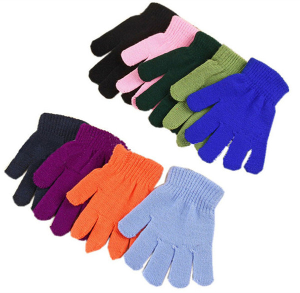 Children Winter Gloves Boys Girls Magic Kintted Finger Glove Kids Warm knit Mittens Solid Candy Color Gloves Students Outdoor Glove 2019 New