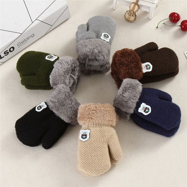 New Arrival Winter Baby Boys Girls Knitted Gloves Warm Rope Full Finger Mittens Gloves for Children Toddler Kids TO997