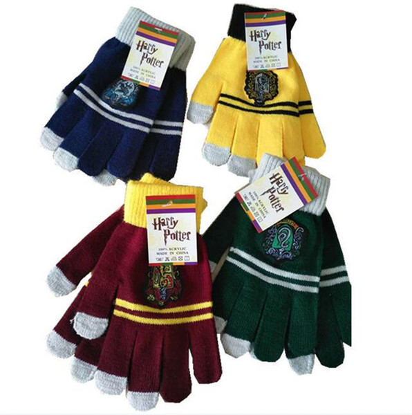 Harry Potter Knitted Gloves School Gryffindor Slytherin Ravenclaw Hufflepuff Glove Winter Warm Touch Screen Gloves Cosplay Costume Glove New