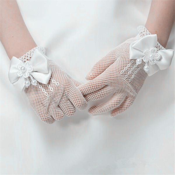 Children's beautiful girl flower girl dress gloves girls mesh elastic glove bride gloves