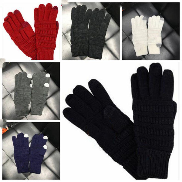 Wool Outdoor GlovesLabel Gloves Screen Knitted Mittens Women Cycling Winter Gloves Warmer Drive Five-finger Mittens Accessories BZYQ6451