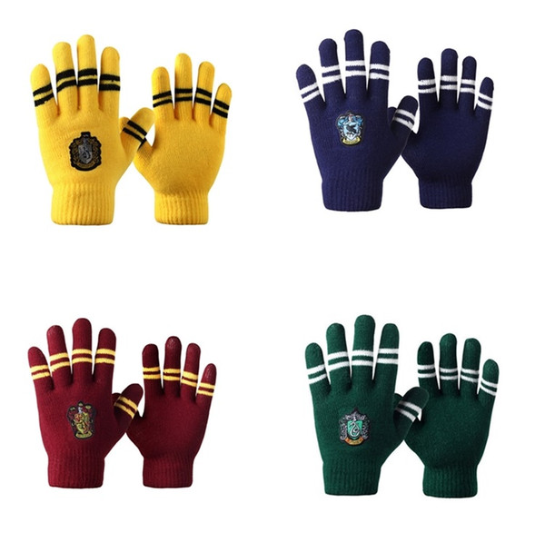 New 4 color Harry potter gloves Mittens Knitted gloves badge Finger Gryffindor Glove Winter Warm Gloves 60pair T1G133