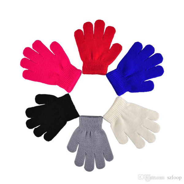 Kids Winter Gloves Kindergarten Kids Solid Color Gloves Mitten Glove For Children 6 Styles 13CM Warm Knitted Glove