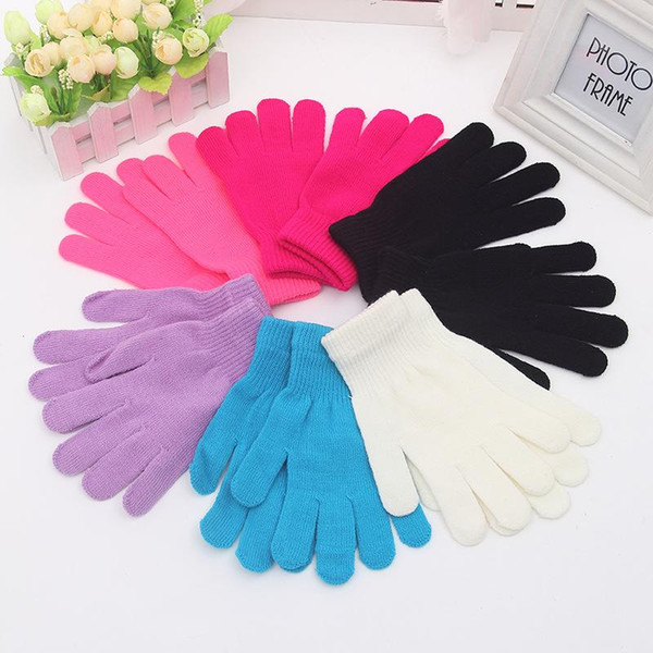 Unisex gloves knitting Autumn winter warm gloves big children boys Girls Mittens 11 Colors Solid color Gloves