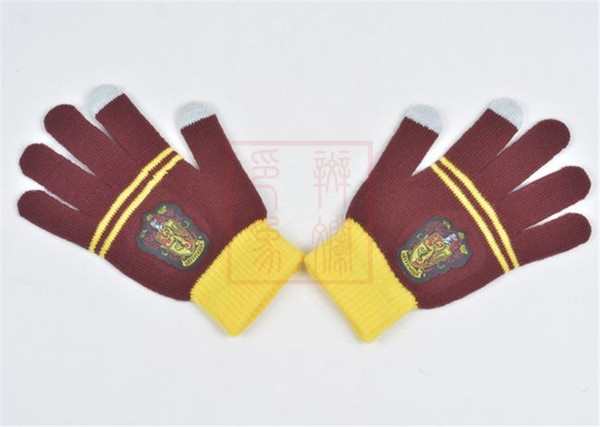 Harry Potter College Mittens Gryffindor Slytherin gloves Touchscreen knit Striped badge Cosplay Children's Finger Gloves Wholesale ZFJ757