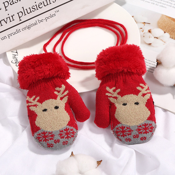 2019 Brand New 1-3Y Christmas Gloves Toddler Baby Winter Cartoon Deer Velvet Knitted Mittens Gloves Boy Girl Kids Outdoor Gloves