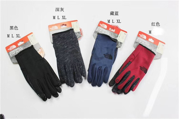 The North Women Men Winter Gloves Knit Embroidery Fleece Face Touch Screen Telefingers Gloves NF Brand Windproof Cycling Gloves C101004