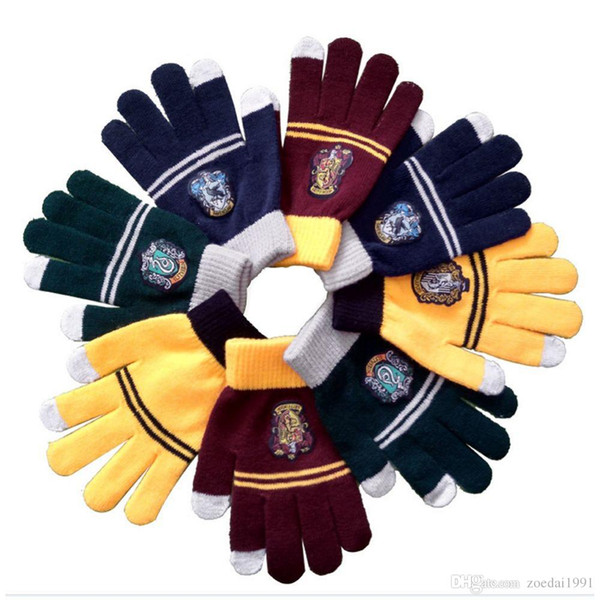 Cosplay College Harri Potter Gloves Gryffindor Glove Winter Warm Gloves Cartoon Christmas Gift Touch Screen Magic Glove Props